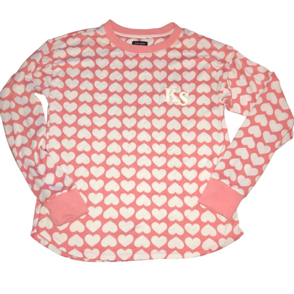 KATE SPADE PAJAMA Valentine Lounge SET PJS PINK WITH WHITE HEARTS. SIZE WOMEN'S - Picture 3 of 13